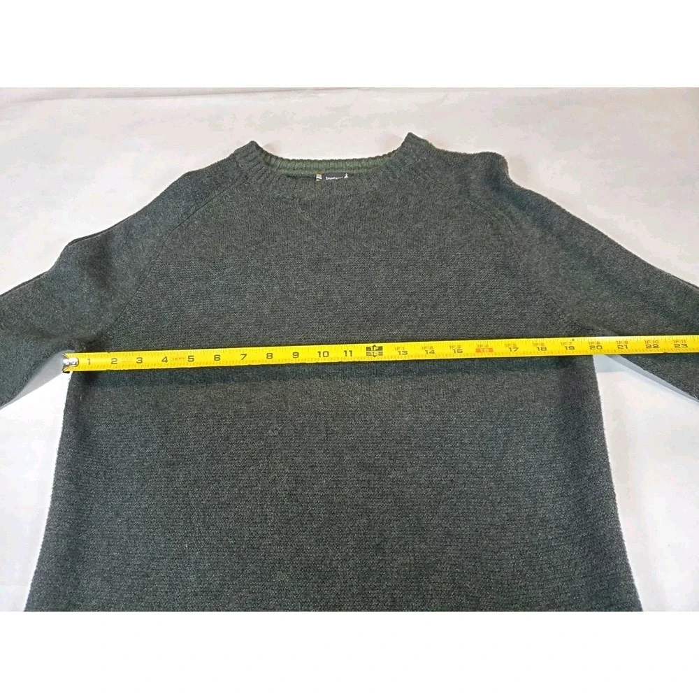Smartwool Mens Merino Wool Blend‎ Textured Crewneck Sweater Green Large Raglan